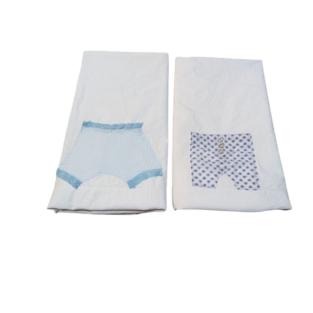 White Shams Standard Size Quirky His Hers Bloomers Underwear Cottagecore Percale